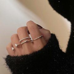 Korean version s925 sterling silver niche design irregular simple plain ring ring for women to wear trendy ring cold style