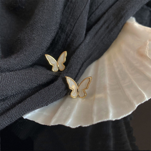 S925 Silver Needle Korean Retro Temperament Simple Super Fairy Girl Butterfly Earrings Small and Versatile Internet Celebrity Earrings for Women