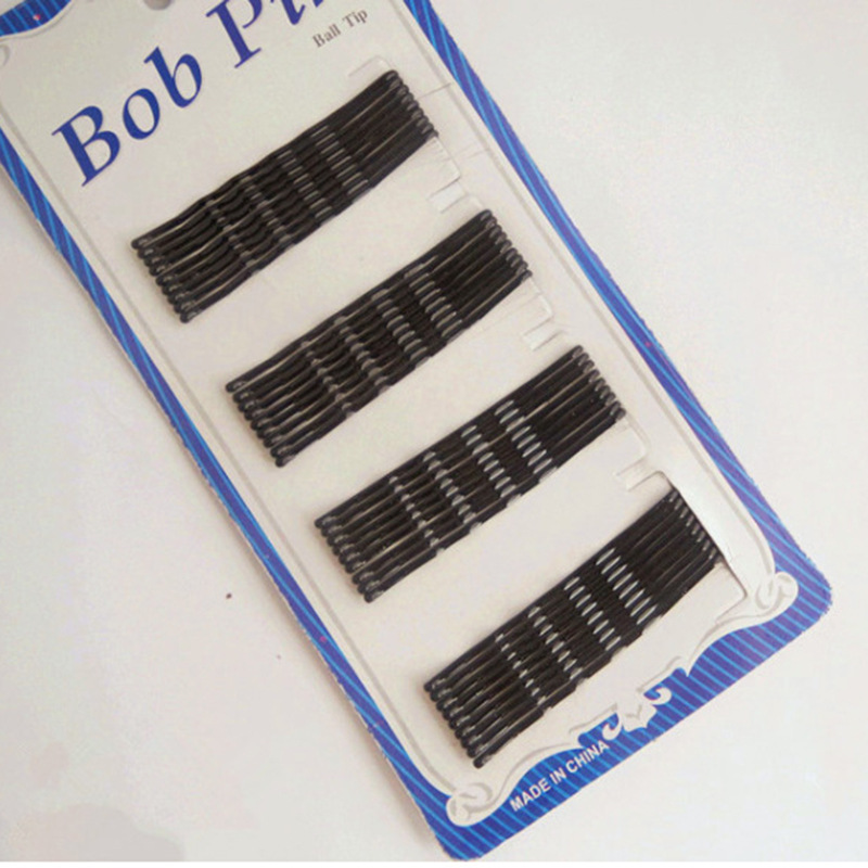 Korean pure black horizontal one-word clip, girl's top clip style fixed bangs hairpin, broken hair one-word clip