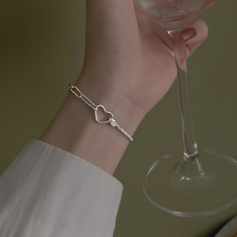 Sparkling love baby's breath bracelet for women summer sterling silver bracelet ins niche design bestie cool style girl