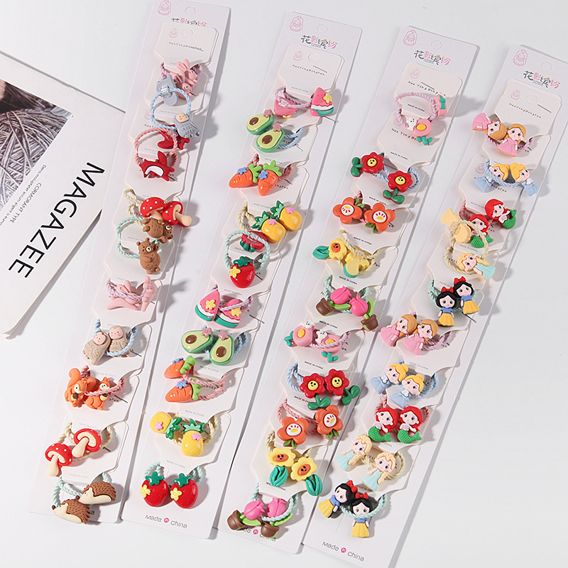 Korean version of cartoon rubber band new children's small headband princess little girl does not hurt hair band fruit headwear wholesale