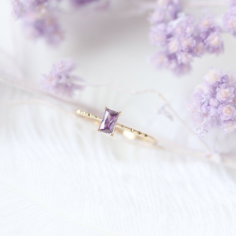 Wish European and American cross-border exclusive creative simple 925 ring female Japanese and Korean version 14K tail ring index finger personalized purple diamond finger