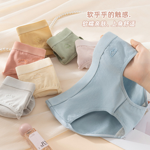 Manman Weather Underwear Women's Pure Cotton Antibacterial Mid-waist Girl Student 100% Sexy Cotton Breathable Triangle Shorts Head