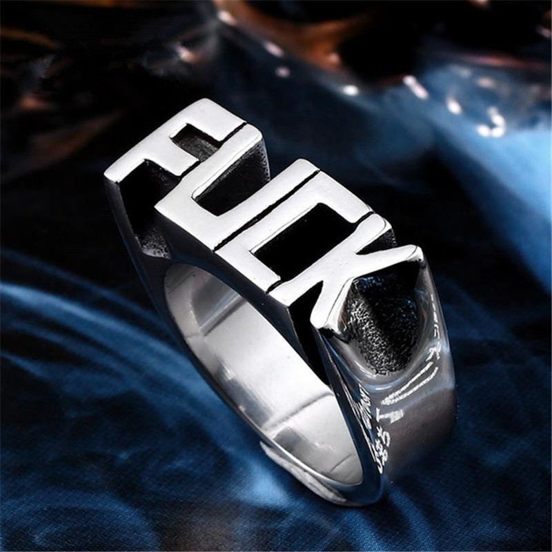 European and American hot selling fuck off letter ring simple punk style hip hop ring jewelry wholesale