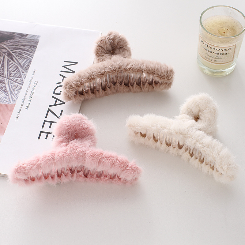 Autumn and winter plush grabber Xingdailu Japanese cute fur hair clip back of the head clip hair rope hair hoop hair accessories for women