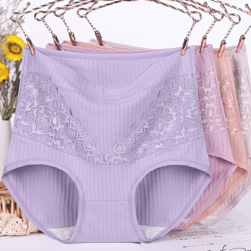 Middle-aged and elderly mothers' large size underwear women's pure cotton fat mm 200 pounds old lady's threaded briefs pure cotton