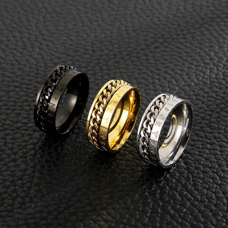 Removable Viking chain titanium steel ring men's bottle opener stainless steel couple ring jewelry