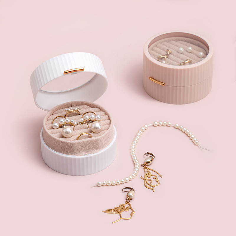 Macaron jewelry box, multifunctional compact ring necklace, earrings, earrings, travel storage box, large capacity portable