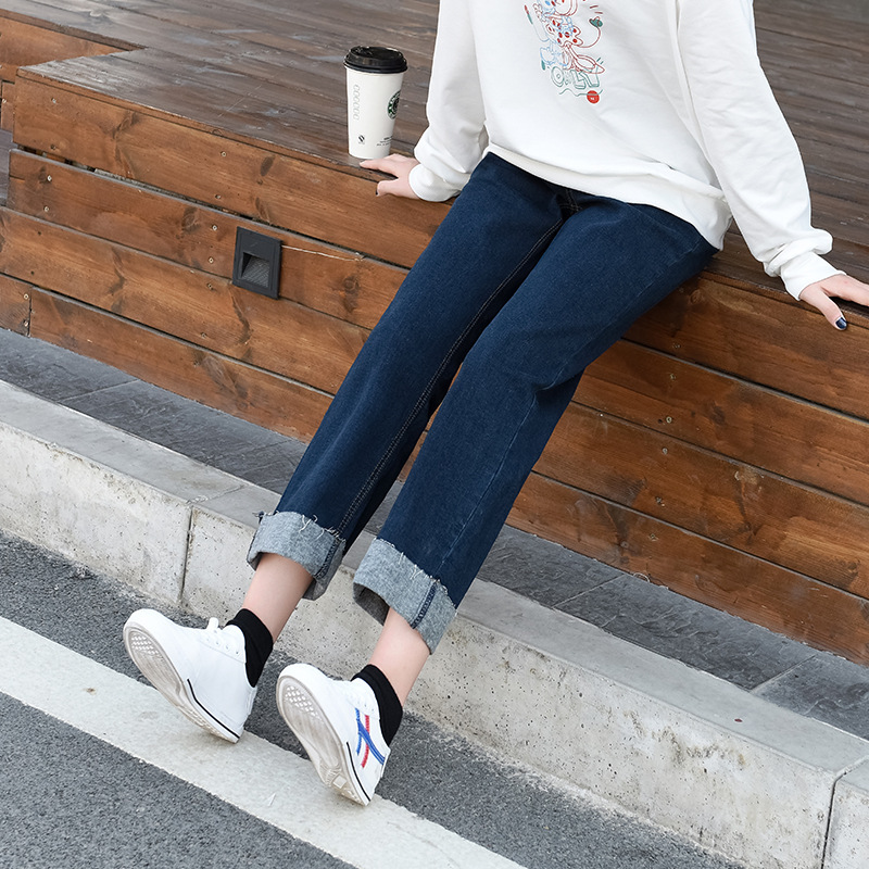 Yun Shiba spring new maternity jeans outer wear fashionable maternity pants pregnancy period pants 8219