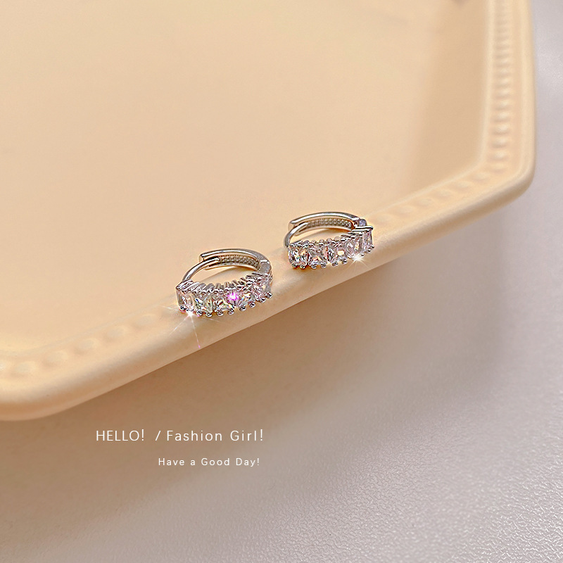 Exquisite super shiny full diamond zircon earrings for women ins niche design high-end temperament cold style earrings and earrings