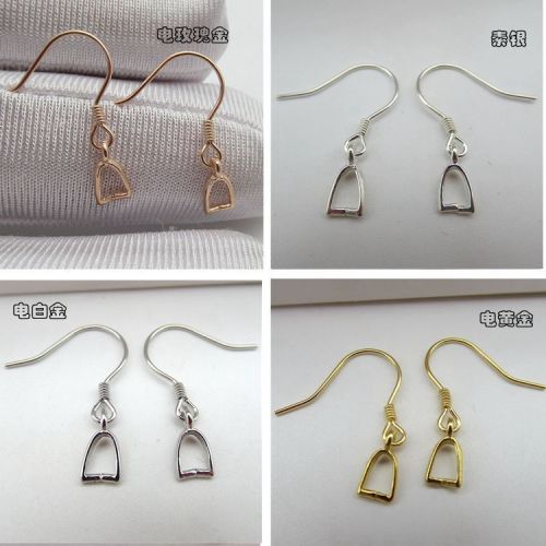 S925 sterling silver gold-plated ear hook earrings hook silver earrings with small clip buckle DIY accessories silver accessories earrings