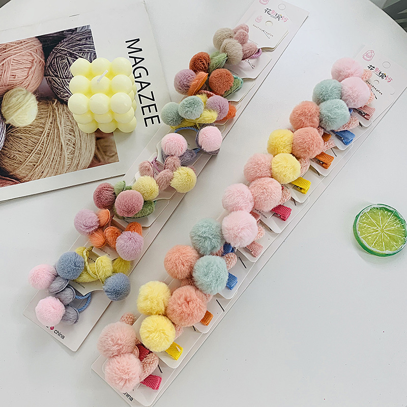 Autumn and winter plush hair clips for girls, cute broken hair clips, little girl headband side clips, internet celebrity baby hair accessories
