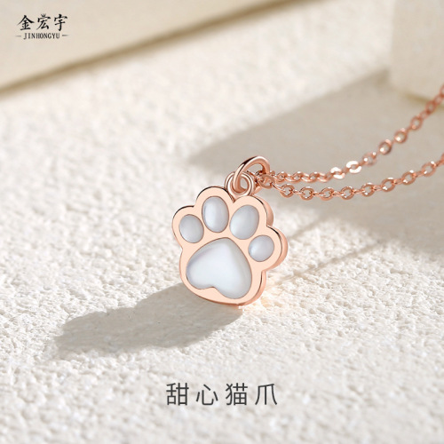 Internet celebrity love cat claw necklace sterling silver niche design cute bestie pendant clavicle chain girly style