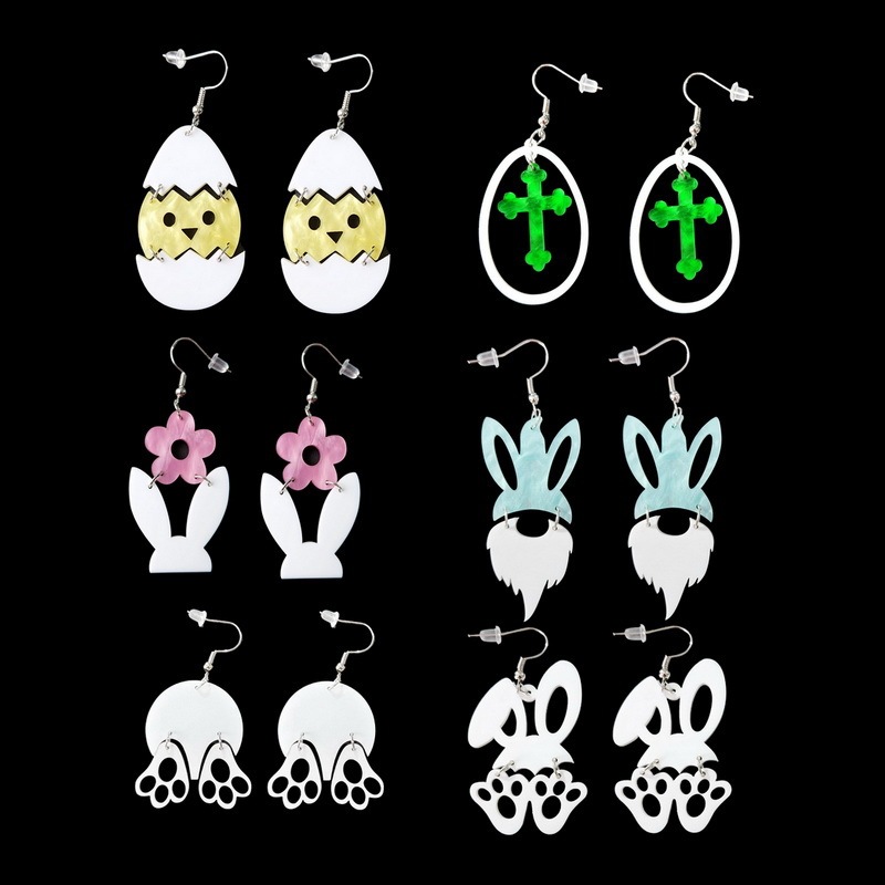 European and American cross-border acrylic Easter cross rabbit ears gnome chick Easter egg earrings earrings
