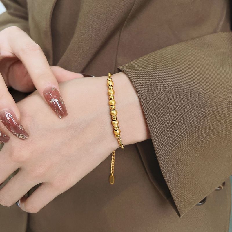 High-end ins transfer bead bracelet for women, frosted round pearl beads, 18k gold-plated titanium steel, non-fading, light luxury niche
