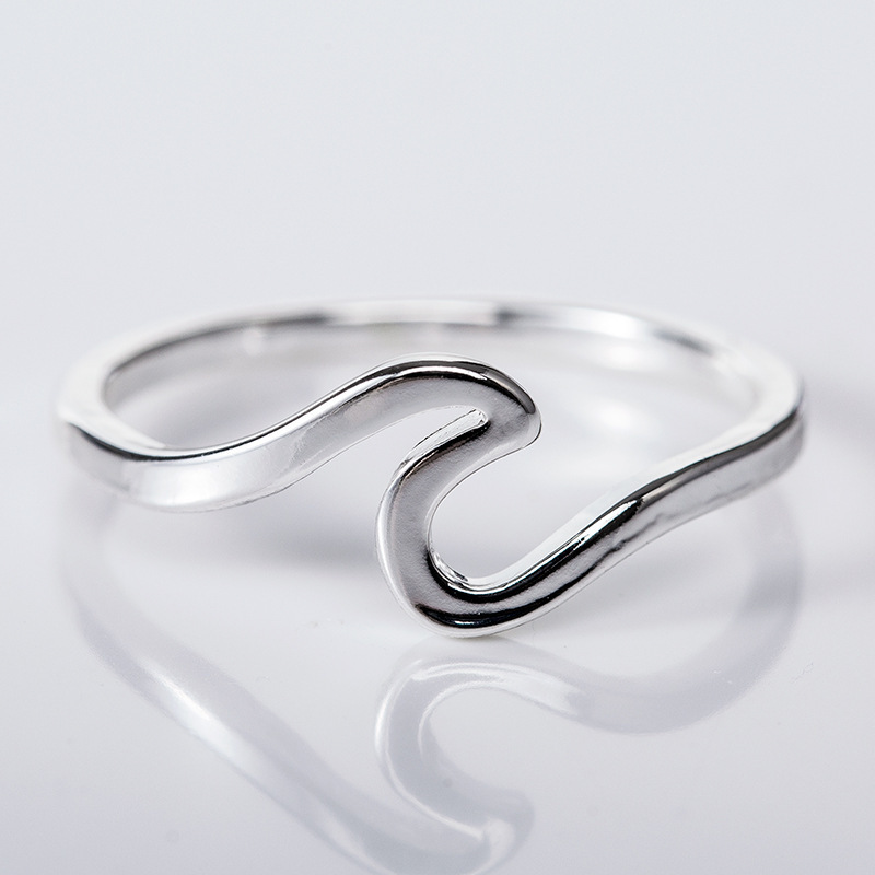 ish hot selling simple wave ring electroplated 925 silver alloy men's and women's ring