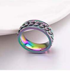 The same internet celebrity bottle-opening beer ring rotating titanium steel seven-color men's cool chain ring