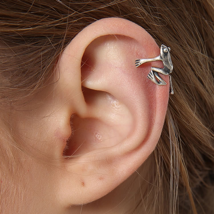 Dark Night 925 sterling silver European and American new non-perforated frog ear clip alternative personalized ear expansion jewelry