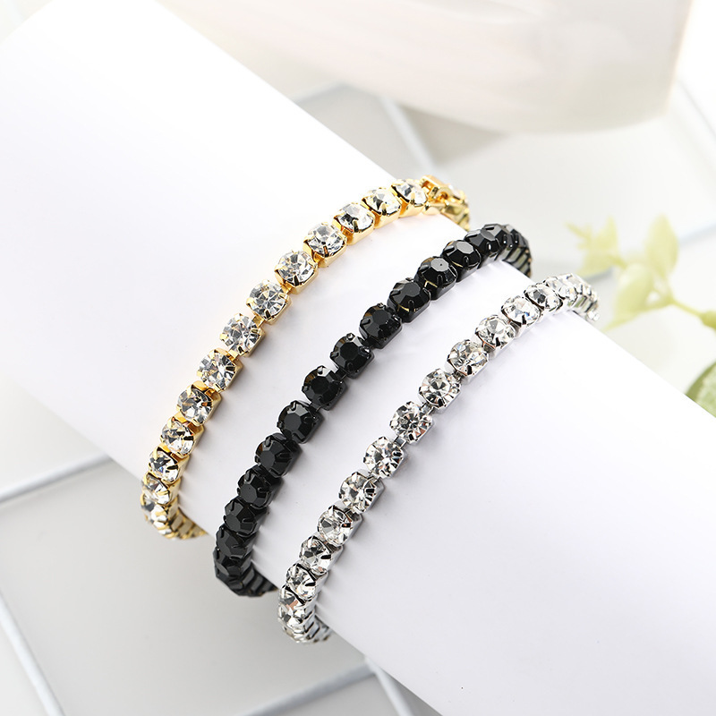 AliExpress wish best-selling diamond-encrusted women's bracelet gold, silver and black three-color bracelet personalized saving bracelet