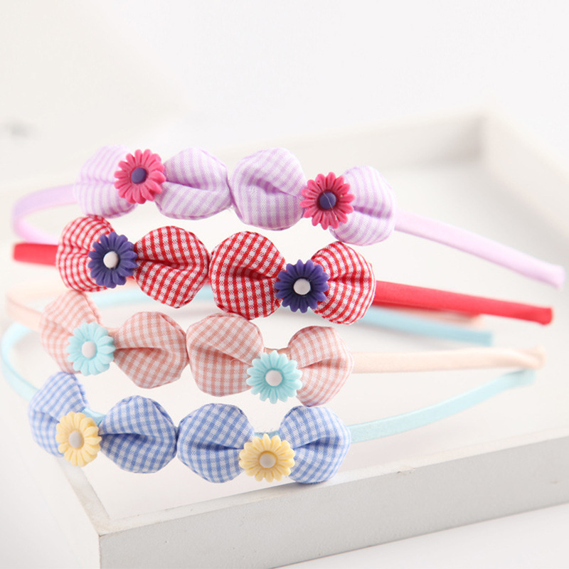 Korean style children's hair accessories, double bow sticky sunflower headband, fashionable, cute and sweet hairpin