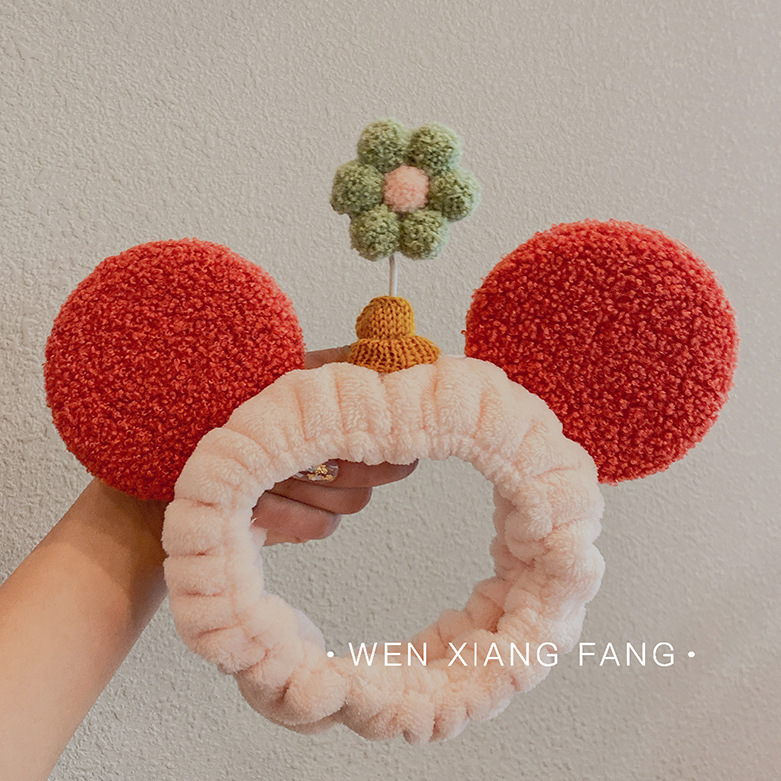 Face washing headband female Internet celebrity cute super cute hair band female cartoon small flower beauty makeup headband funny ears headdress