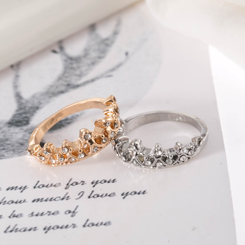 wish diamond queen crown ring fashionable temperament hollow engagement wedding diamond ring