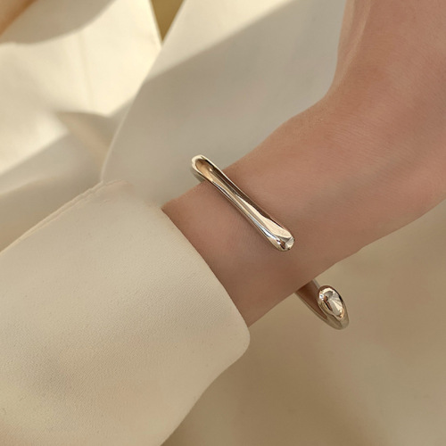 925 sterling silver heavy texture open silver bracelet ins niche bracelet design flash diamond exquisite retro sex hand jewelry