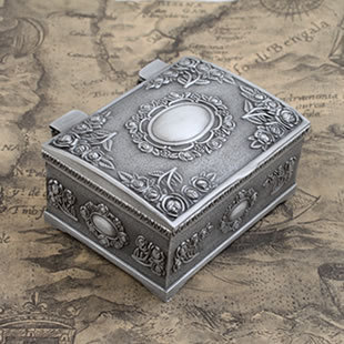 Pewter alloy retro jewelry box, tin jewelry box, European jewelry box, metal craft jewelry box
