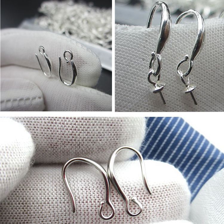 DIY accessories wholesale s925 sterling silver earring material Korean style earrings glossy simple simple ear hooks