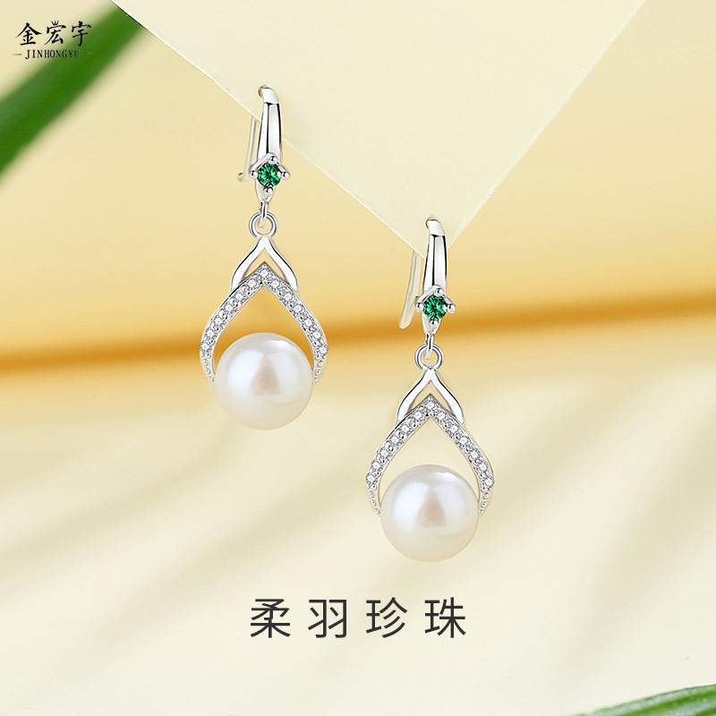 Original water drop pearl earrings, simple, retro, high-end, elegant, ear hooks, face-slimming earrings, Mother's Day gift