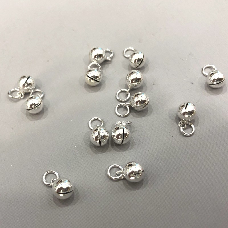 925 sterling silver small bell ring pendant women's hand and anklet pendant children's red rope diy plain silver jewelry accessories