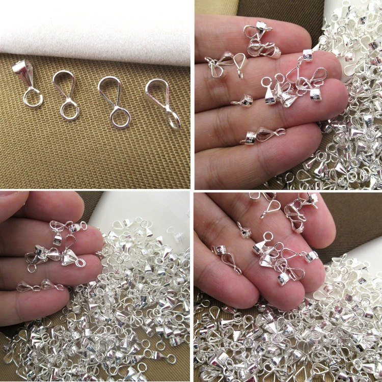 s925 sterling silver melon seed buckle pendant buckle jade crystal necklace buckle handmade DIY silver accessories