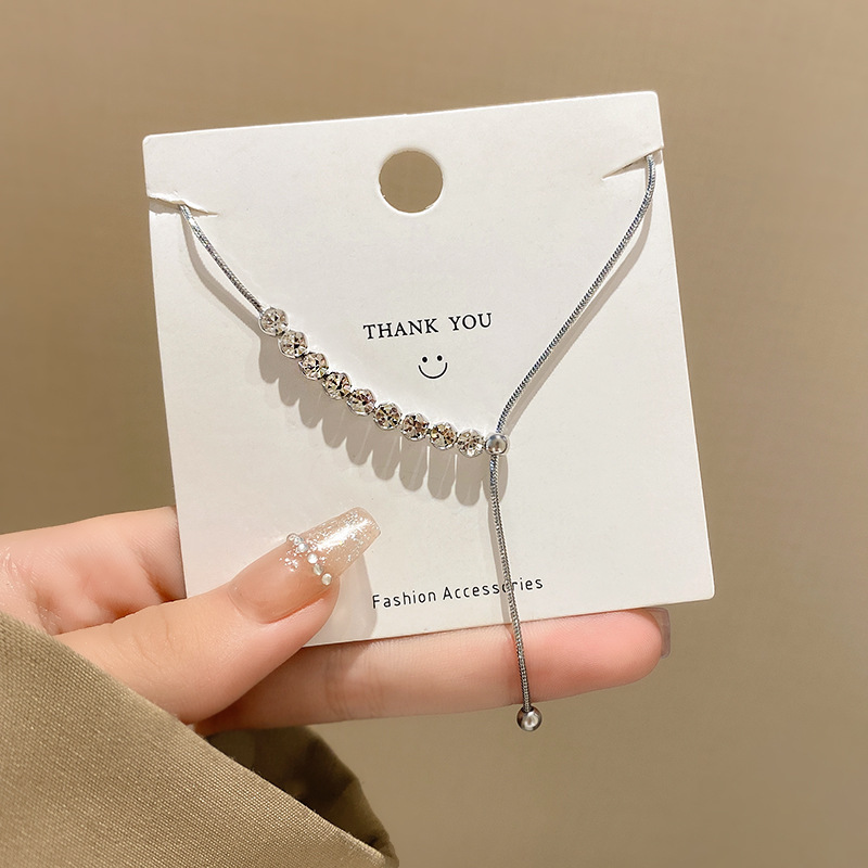 Light luxury niche design adjustable zircon pendant necklace for women summer new trendy high-end clavicle chain necklace