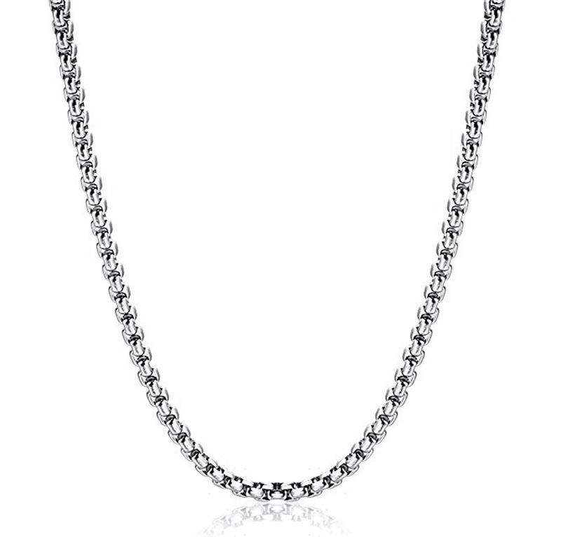 316 stainless steel square pearl necklace titanium steel hip hop jewelry ins with chain 3MM thick chain wholesale diy accessories