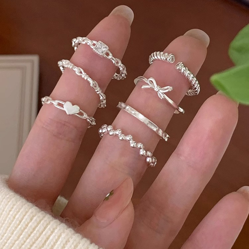 Twist opening simple style ring women's combination index finger ring ring lava niche design ring new product hand accessories