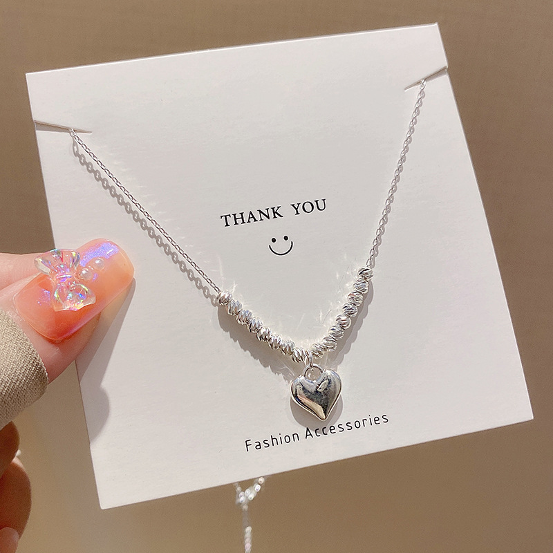 Light luxury niche design broken silver love necklace women's new trendy versatile clavicle chain neck ornament