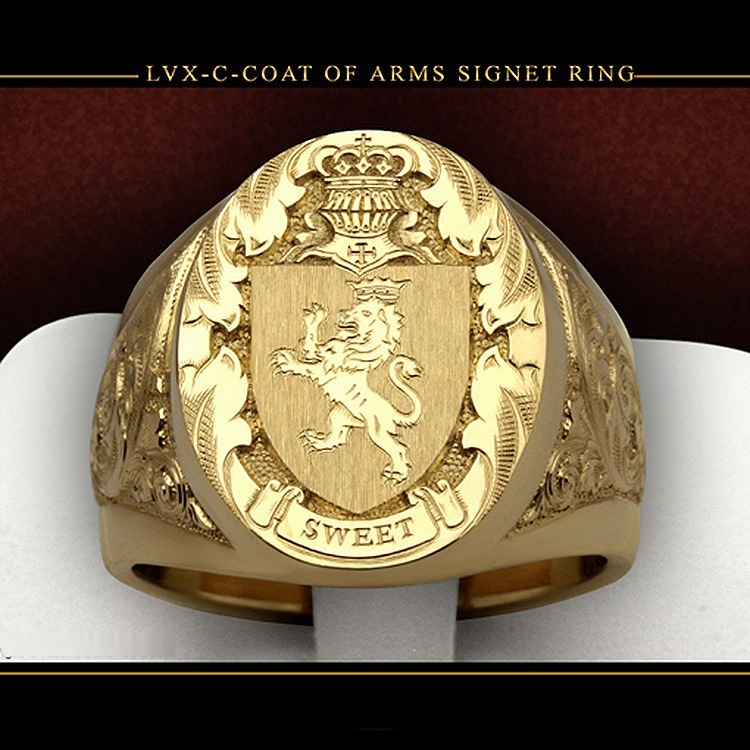 wish crown lion head ring European and American electroplating men's badge ring ring