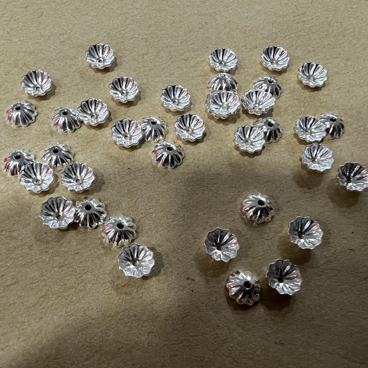 s925 sterling silver plain silver pumpkin slices handmade DIY silver spacer accessories bracelets and anklets accessories