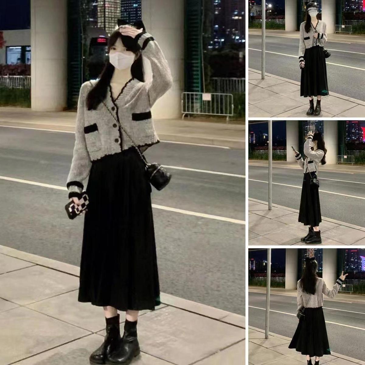 Fashion suit for women 2024 early spring and autumn new style small cardigan sweater small fragrant style half skirt two-piece set