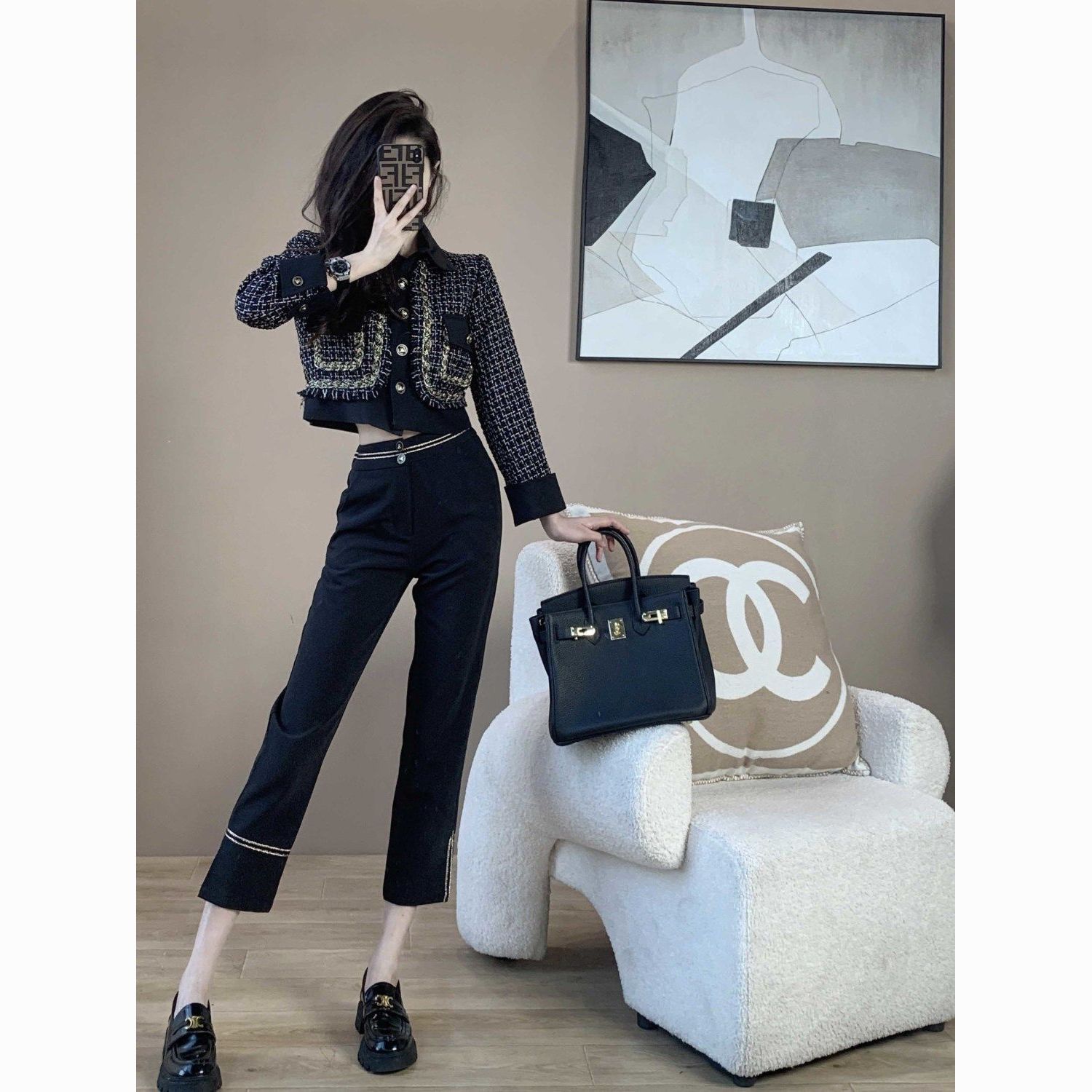 Xiaoxiangfeng Suit Women's 2023 Early Spring New High-end Temperament Socialite Fashion Professional Casual Pants Two-piece Set