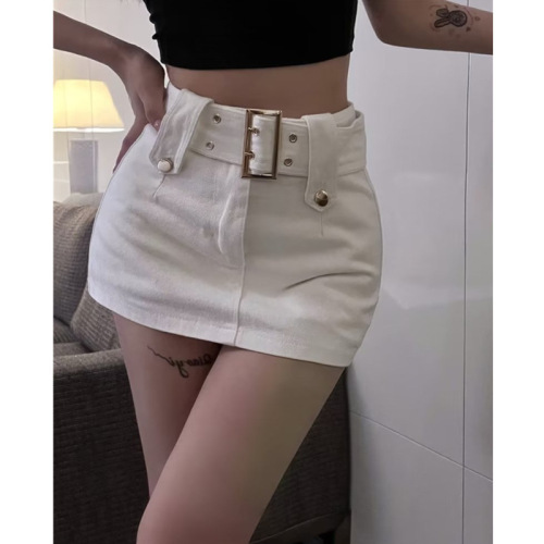 Retro denim skirt for women Hong Kong style hottie skirt pants high waist slim hip skirt summer new skirt