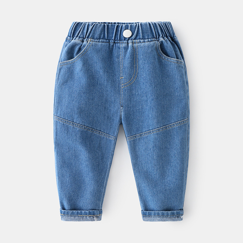 Casual, trendy, comfortable waisted light-colored boys' jeans, slightly elastic mid-waist children's autumn pants, boys' pants