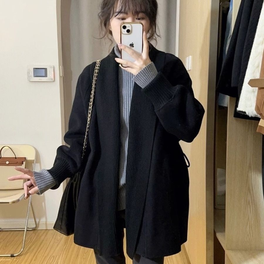 Wear retro sweater coat for women spring and autumn 2023 new mid-length Japanese style lazy retro knitted coat