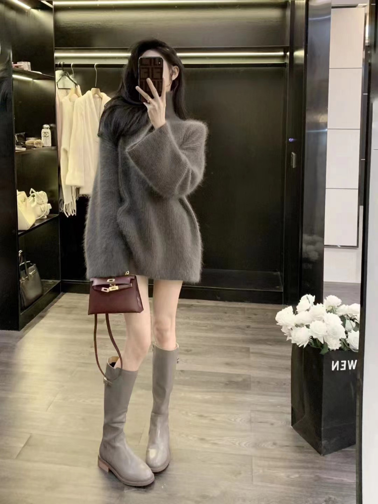 Sweater women's autumn and winter sweet and lazy style turtleneck top for little people to wear