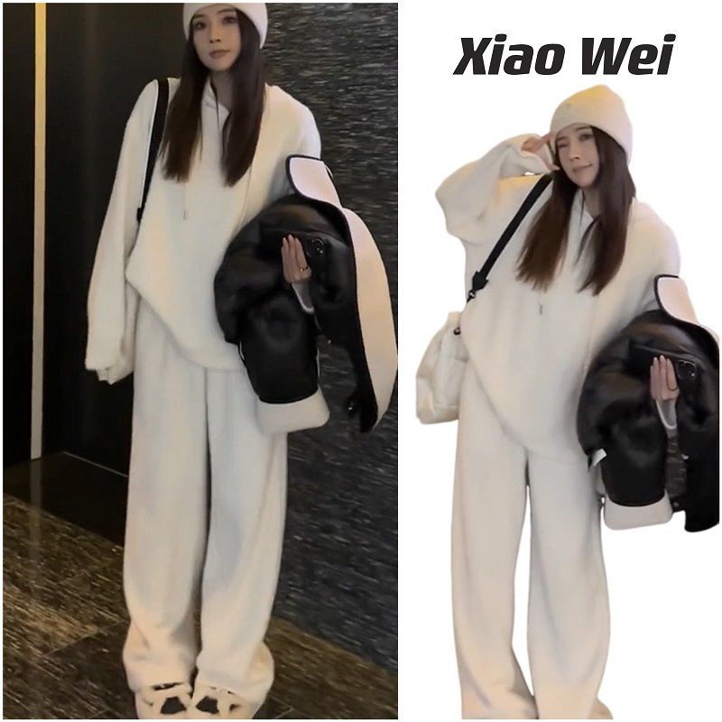 Winter clothing is paired with a complete set of 2023 new lazy style hooded tops, wide-leg pants, two-piece sets and Internet celebrity hot-selling suits