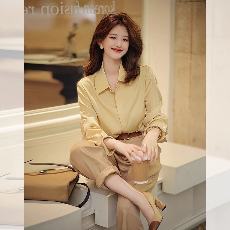 Autumn clothing matching women's complete set of capable temperament suit salt series high-end shirt two-piece set early autumn Yujie Qingmature