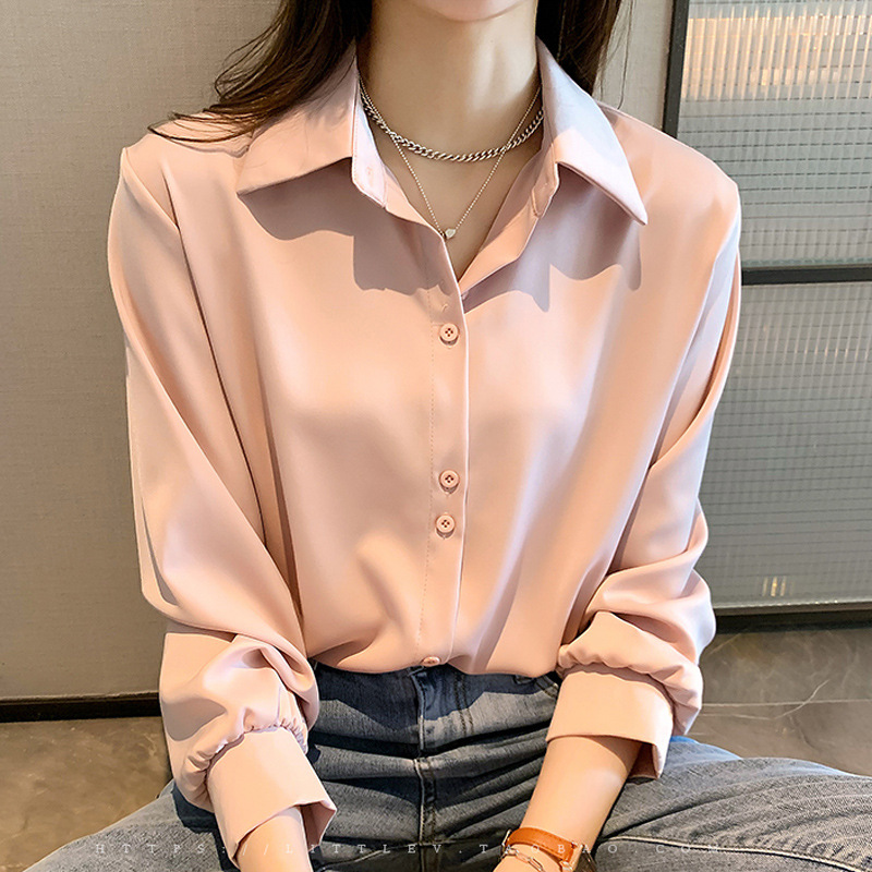 Versatile shirt women's long-sleeved spring thin new fashion design niche tops temperament shirt