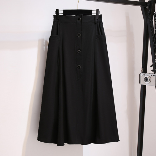 Fat Girl Loose High Waist Slim Mid-Length Autumn New Large Size Fashionable Versatile A-Line Skirt for Women