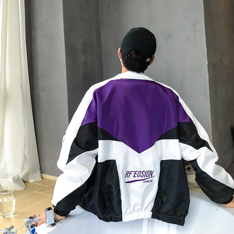New men's jacket autumn and winter youth student trendy color matching men's thin internet celebrity men's clothing
