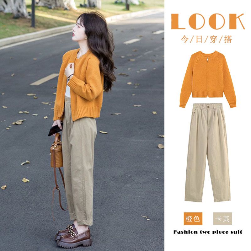 Early autumn clothing is paired with a complete set of 2023 new small people's travel wear, salty, mature, casual and professional two-piece set